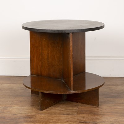 Lot 85 - Heals style oak, book table, with circular top,...