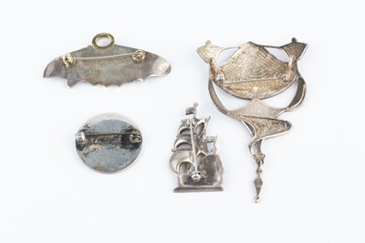 Lot A silver and enamel Art Nouveau style brooch...