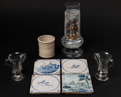 Lot 207 - A collection of glass and Delftware