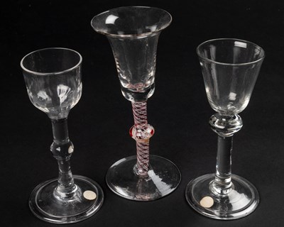 Lot 202 - A group of three 18th century English wine or cordial glasses