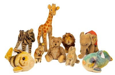 Lot 90 - A collection of nine mid-century Steiff mohair animals