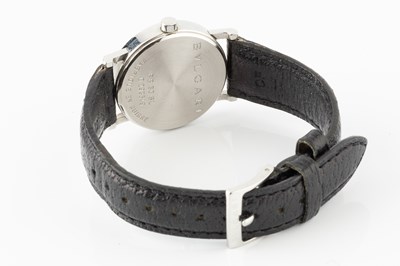 Lot 437 - A steel wristwatch by Bulgari, the black dial...