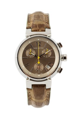 Lot 440 - A steel lady's chronograph by Louis Vuitton,...