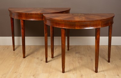 Lot 282 - A pair of mahogany D-shaped console tables