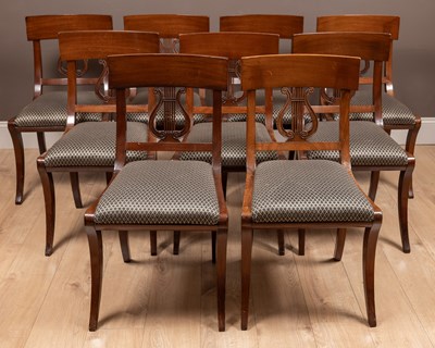 Lot 530 - A set of ten mahogany bar back dining chairs