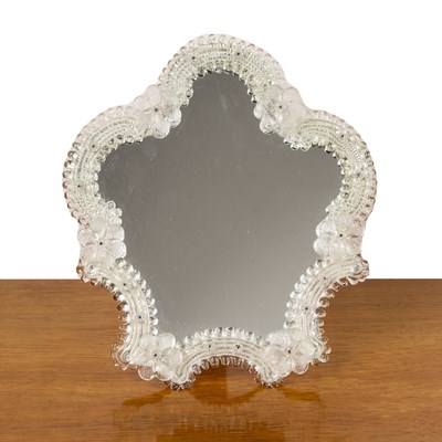 Lot 43 - Venetian or Murano glass mirror decorated with...