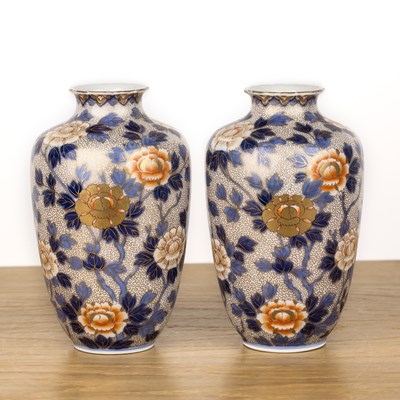 Lot 149 - Pair of Fukagawa vases Japanese with painted...