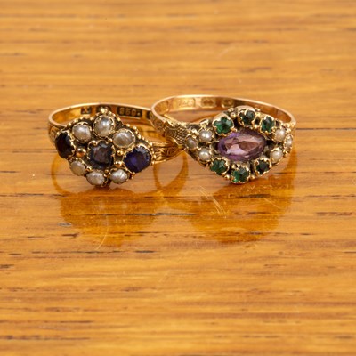 Lot 523 - Two Victorian 15ct gold rings one inset with...