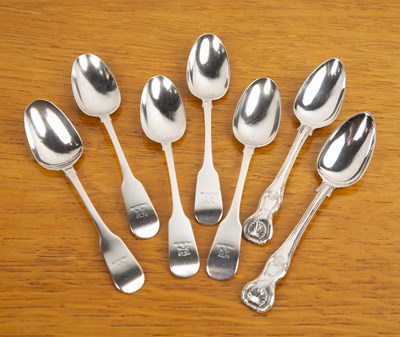 Lot 485 - Collection of Irish silver spoons comprising:...