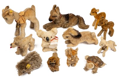 Lot 91 - A collection of eleven mid-century Steiff animals and one other