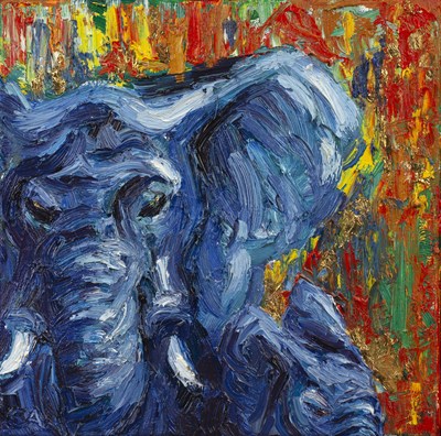 Lot 161 - C A (Contemporary) 'Blue Elephant', oil on...