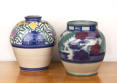 Lot 351 - Truda Adams for Poole Pottery two large vases,...