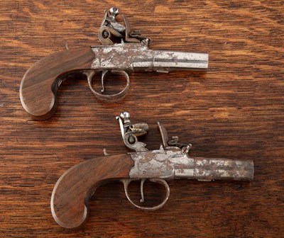 Lot 228 - Pair of Victorian flintlock pistols each...