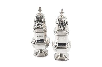 Lot 949 - A pair of George V silver sugar castors, of...