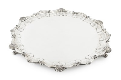 Lot 952 - A George V silver large salver, with shaped...