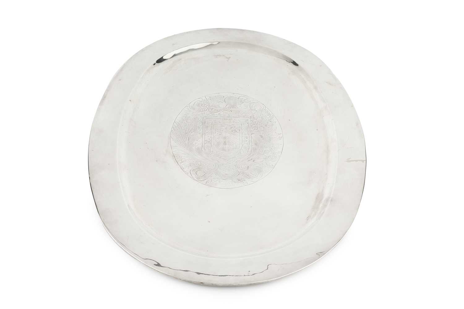 Lot 954 - A Mexican silver oval platter, with engraved...