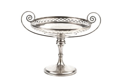 Lot 955 - A George V silver twin handle tazza, with...