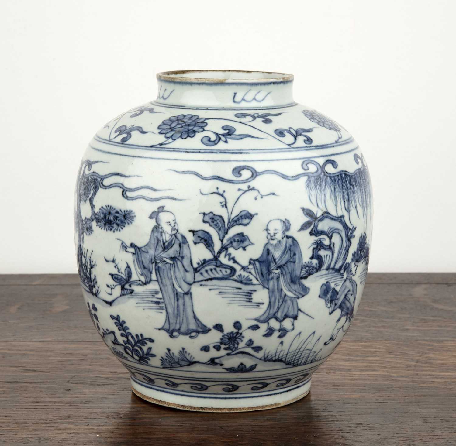 Lot Ming-style blue and white vase Chinese painted...