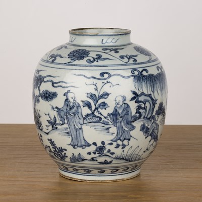 Lot Ming-style blue and white vase Chinese painted...