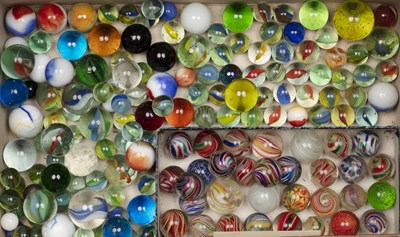 Lot 271 - Collection of antique glass marbles to include:...