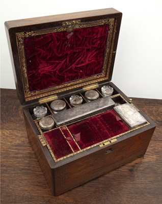 Lot 18 - Rosewood vanity or travelling box 19th Century,...