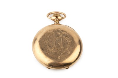 A German 18k gold open face pocket watch, the white