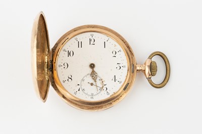 Lot 178 - A Continental 14k gold hunter pocket watch,...