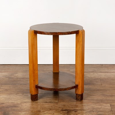 Lot 77 - Art Deco beech and walnut veneered table, with...