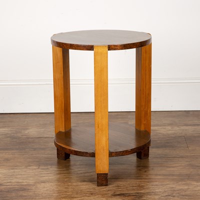 Lot 77 - Art Deco beech and walnut veneered table, with...