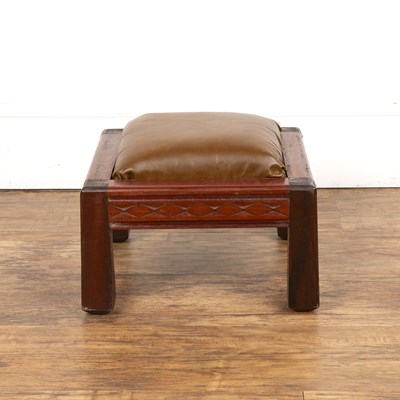Lot 75 - Cotswold School mahogany framed stool, with...
