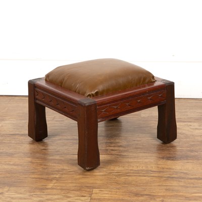 Lot 75 - Cotswold School mahogany framed stool, with...
