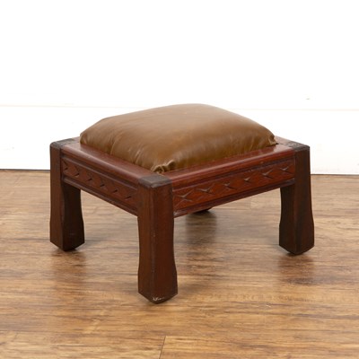 Lot 16 - Cotswold School mahogany framed stool, with...