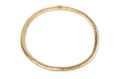 Lot 159 - A yellow precious metal fancy-link necklace,...