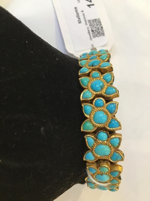 Lot 14 - An Indian turquoise and enamel bracelet,...