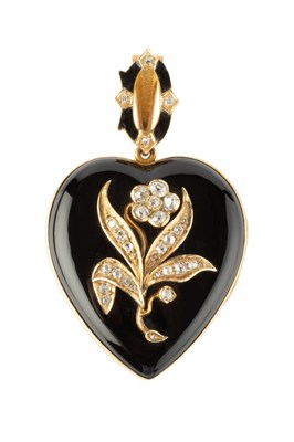 Lot A Victorian diamond and black enamel memorial...