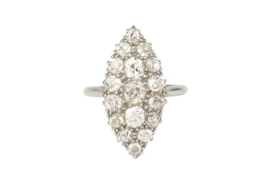 Lot 273 - A diamond panel ring, the navette-shaped panel...