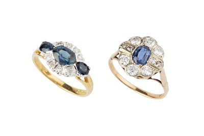 Lot 168 - A sapphire and diamond dress ring, set with...