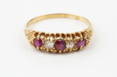 Lot A ruby and diamond five stone ring, the...