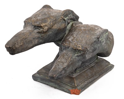 Lot 1241 - A sculpture of two racing greyhounds