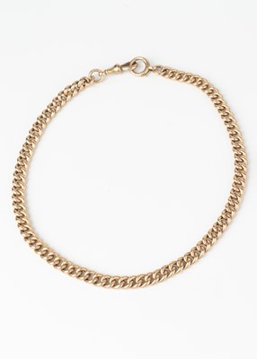 Lot 215 - A 9ct gold curb-link Albert chain, with T-bar...