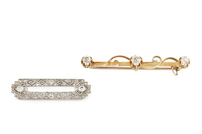 Lot 81 - A diamond panel brooch, of rectangular form...