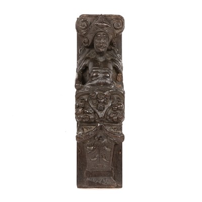Lot 4 - An early 17th century carved oak caryatid term...