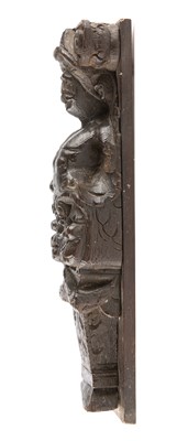 Lot 4 - An early 17th century carved oak caryatid term...