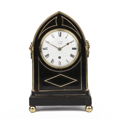 Lot 28 - A mid 19th century ebonised mantle clock with...