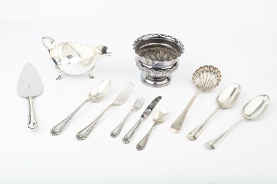 Lot 958 - A part service of Portuguese silver flatware,...