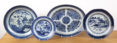 Lot 158 - Four Chinese blue and white plates Chinese,...