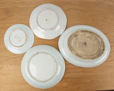 Lot 158 - Four Chinese blue and white plates Chinese,...