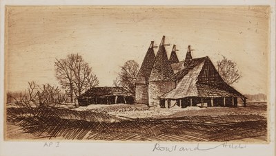 Lot 232 - Rowland Hilder (1905-1993) 'Oast Houses at...