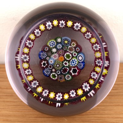 Lot 319 - Paul Ysart millefiori glass paperweight, with...