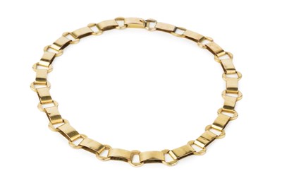 Lot 194 - A fancy-link necklace, composed of flattened...
